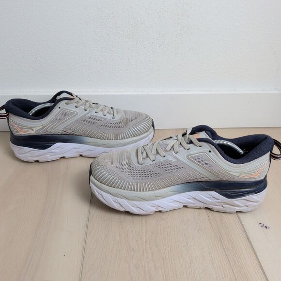 Hoka One One Bondi 7 Shoes Womens 9 Lunar Rock Running Gray Sneakers Athleisure - Picture 4 of 10